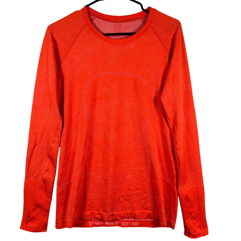 Lululemon Swiftly Tech Long Sleeve 2.0 Women 10 Orange Activewear Shirt